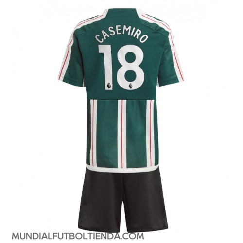 Camiseta Manchester United Casemiro #18 Segunda Equipación Replica 2023-24 para niños mangas cortas (+ Pantalones cortos)